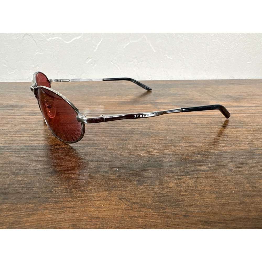 Serengeti Hurikanu 6669 Sunglasses Gunmetal Red Lens Made in Italy Oval Wrap - Picture 4 of 8